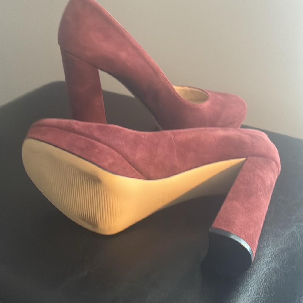 New Nine West Suede Leather Block Heels - Picture 5 of 8